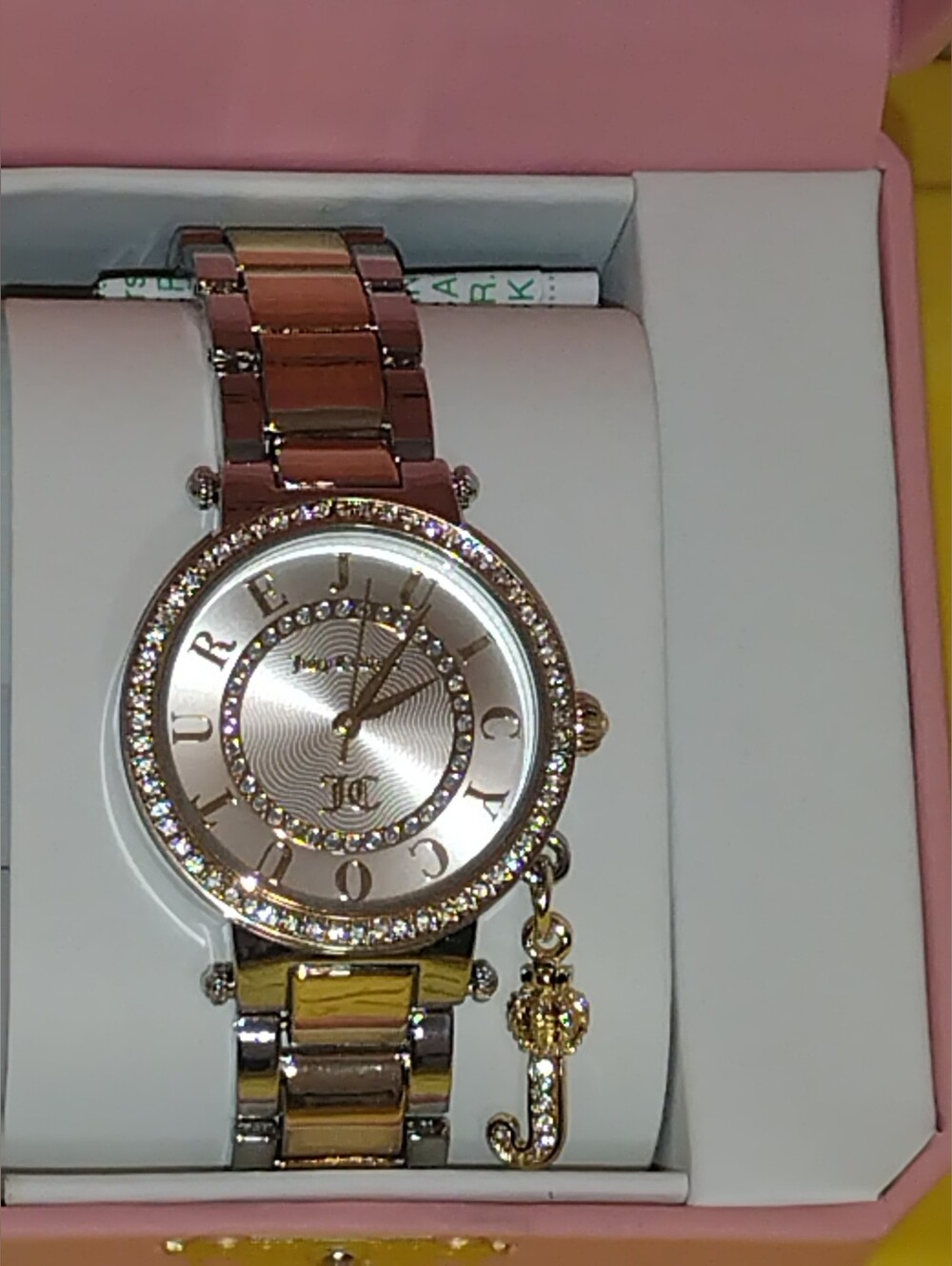 JUICY COUTURE WATCH RHINESTONES JUICY COUTURE SILVERWATCH WITH CHARM NEW